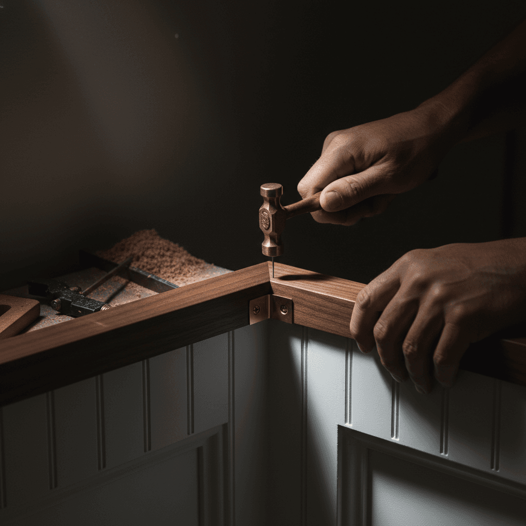 Close-up of quality finish carpentry and trim installation