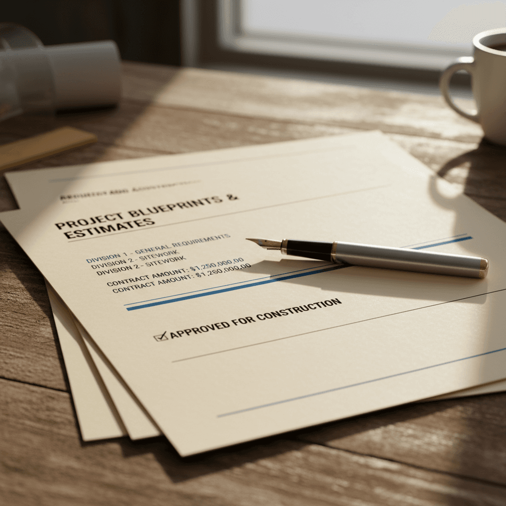 Detailed construction estimate and contract documentation