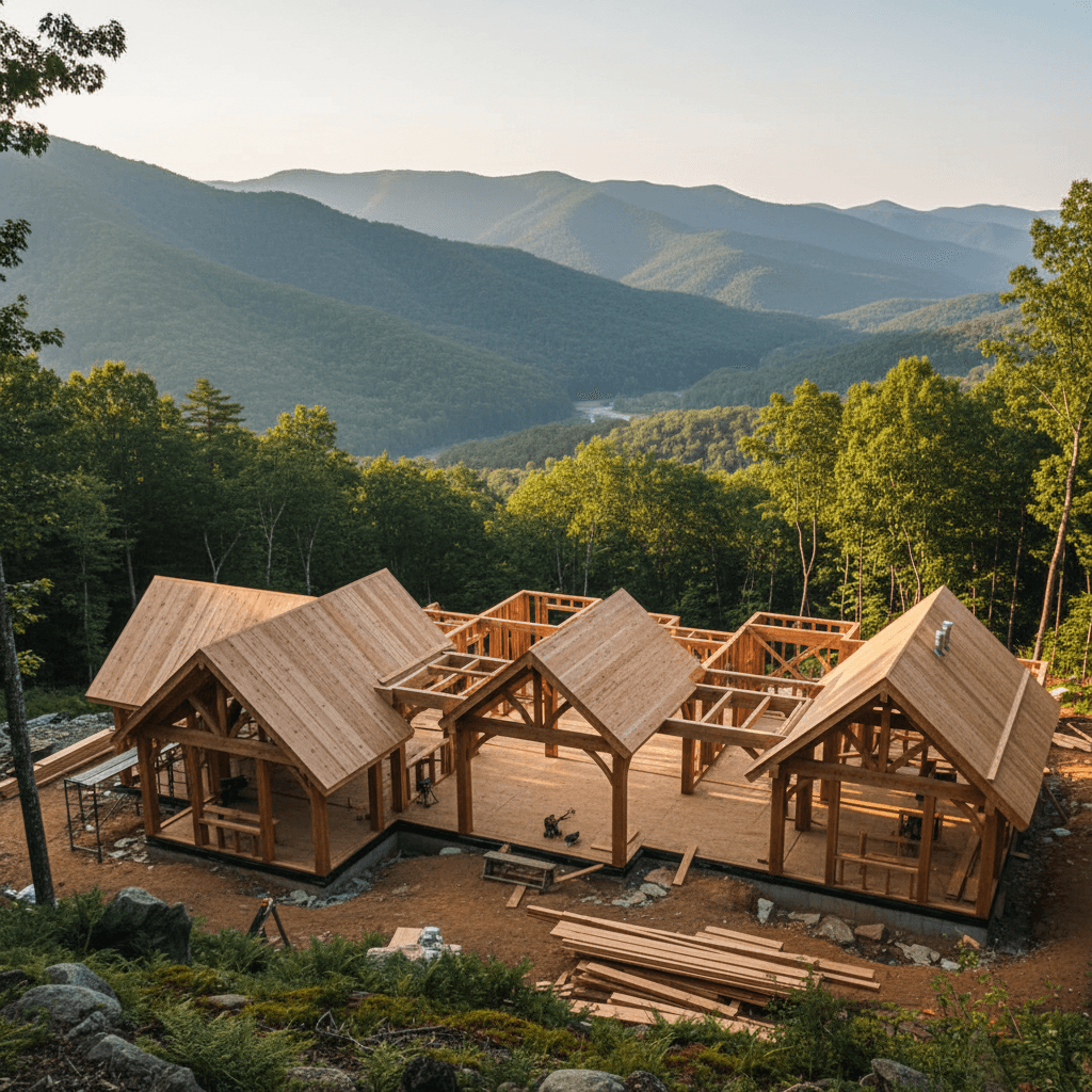 Custom mountain home during construction phase