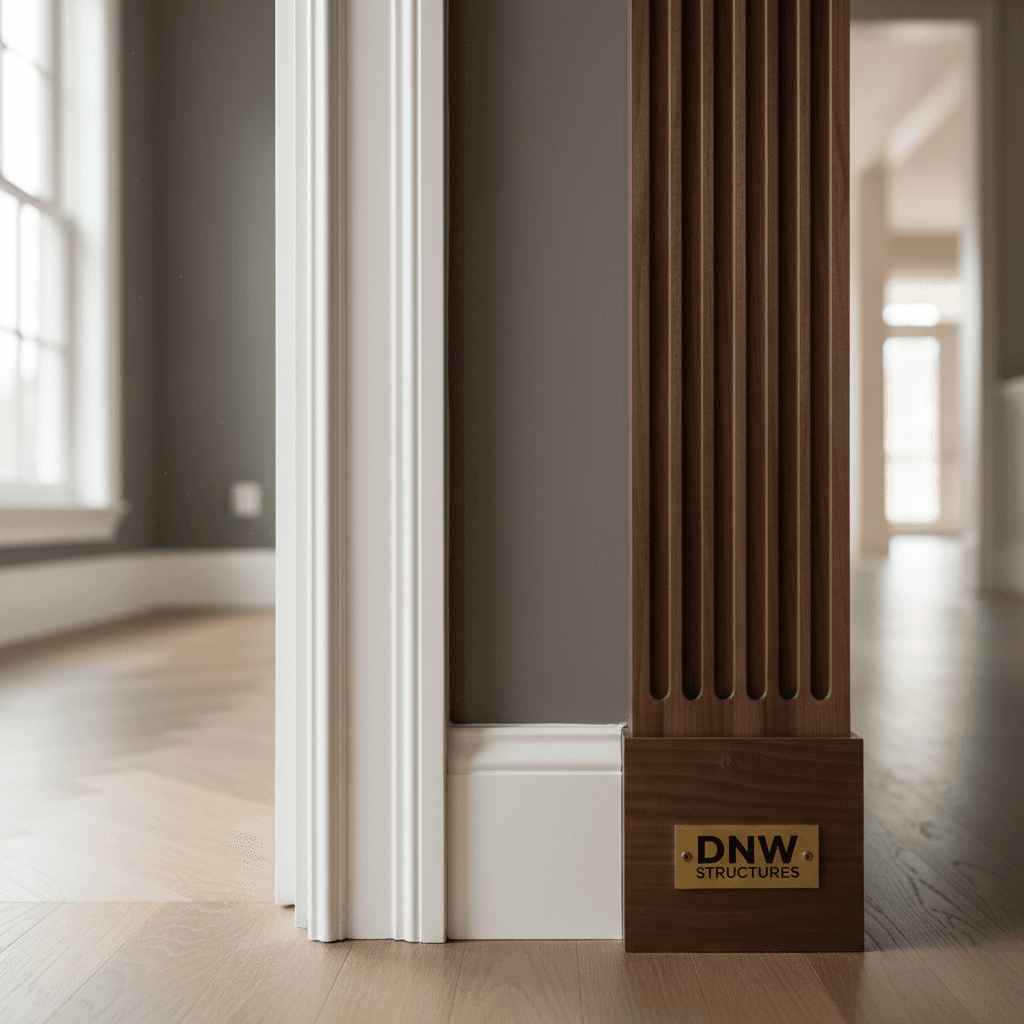 Custom trim and architectural detail work in completed remodel