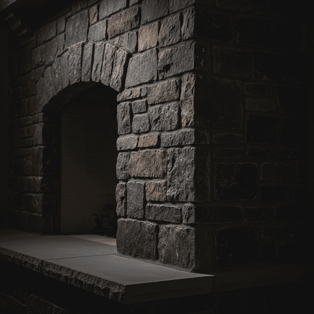 Custom stone fireplace with professional masonry detail work