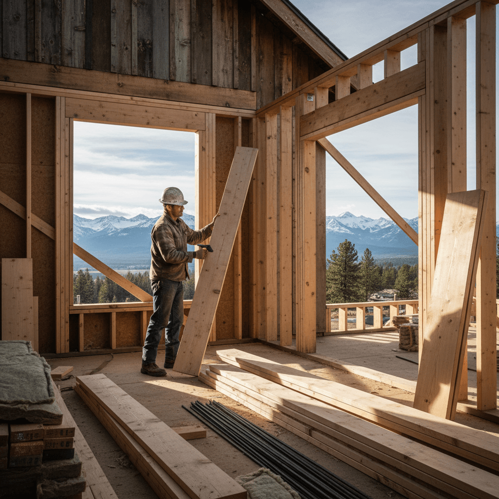 Home addition construction showing original and new sections integrated