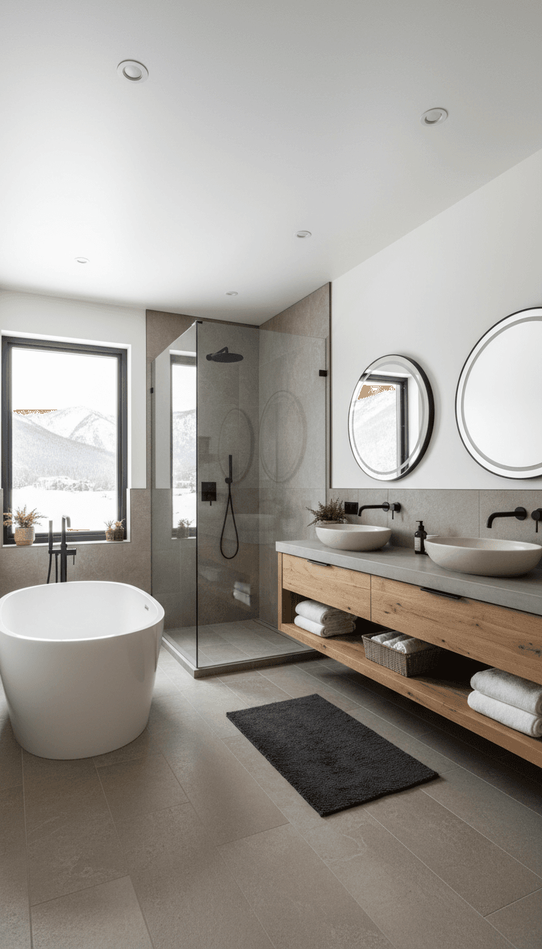 Renovated bathroom with high-end fixtures and durable mountain-appropriate finishes